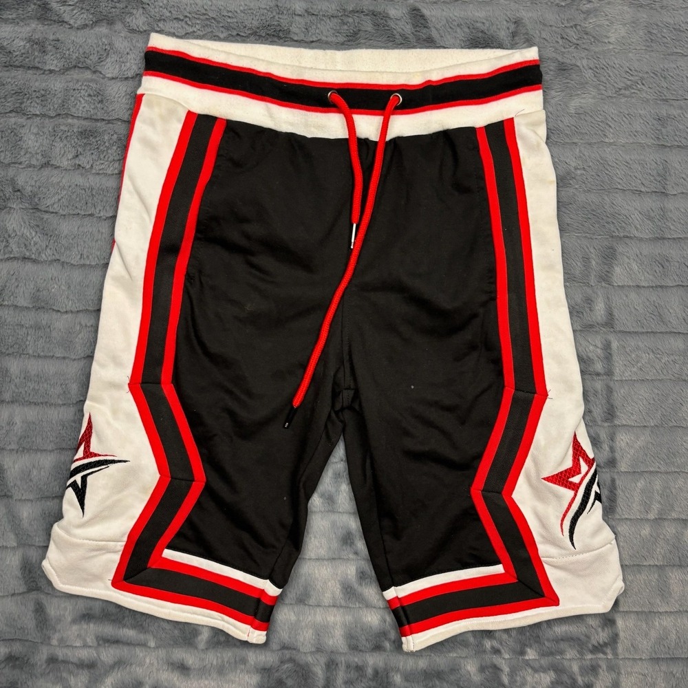BKYS Mens Basketball Shorts Small Black Red White Star BKS806 NWT